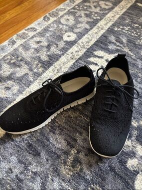 Cole Haan Black Knit Lace-Up Sneakers with White Sole